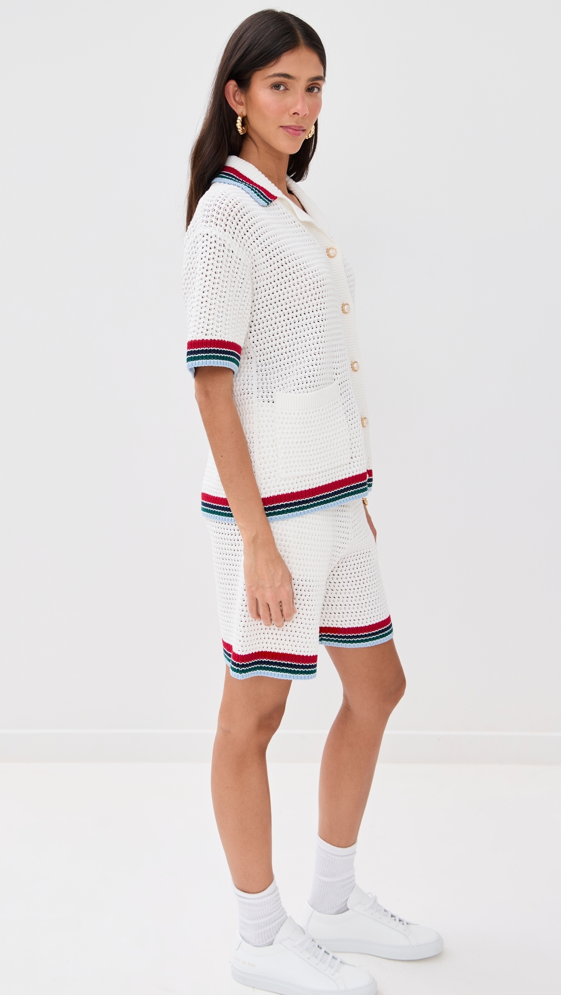 Casablanca Sporty Faux Crochet Shirt White 
