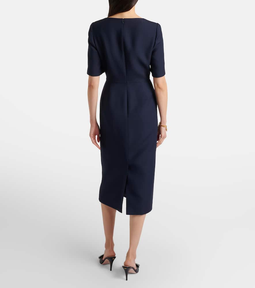Crepe Couture bow-detail lace-trimmed midi dress