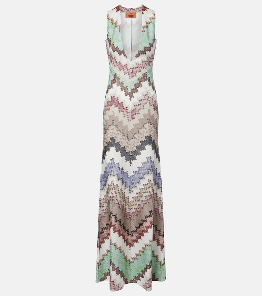 Zigzag lamé maxi dress