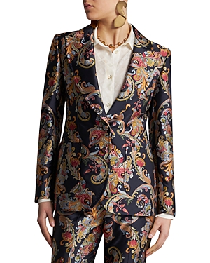 Paisley Jacquard Wide Lapel Jacket