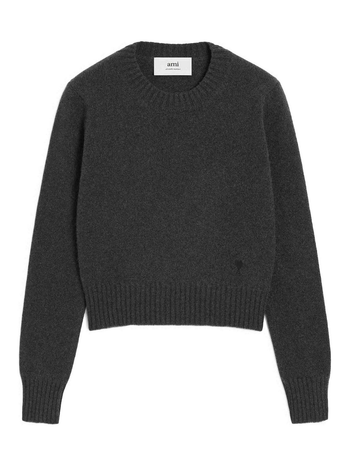 Brown Crewneck Sweater With Adc Embroidery In Cashmere Woman
