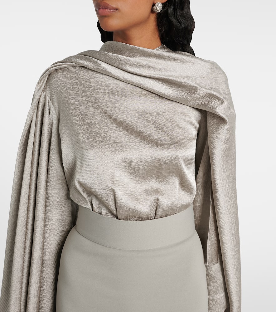 Solace London Rosalia draped satin-trimmed gown