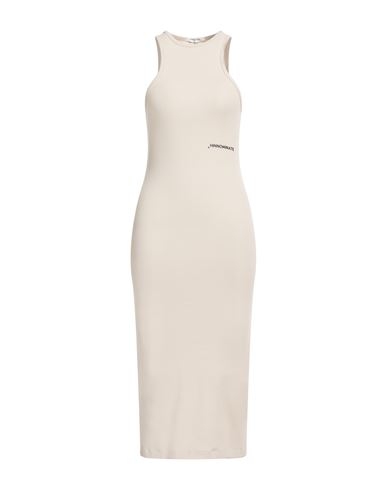 Woman Midi dress Beige Size S Cotton, Elastane