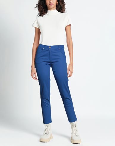 Woman Pants Blue Size 6 Cotton, Elastane