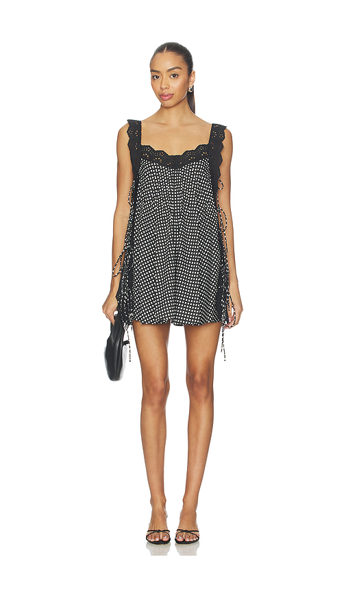 CAROLINE CONSTAS Lucilla Eyelet Mini Dress in Black. - L also in M, S