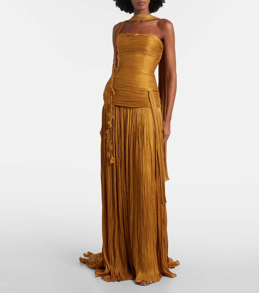 Peplum ruched gown