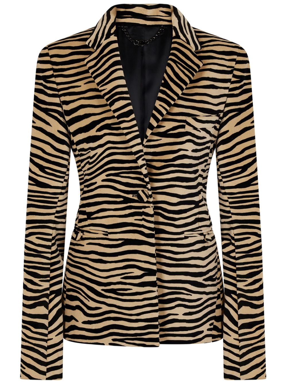 Tiger-print stretch-cotton blazer - Neutrals