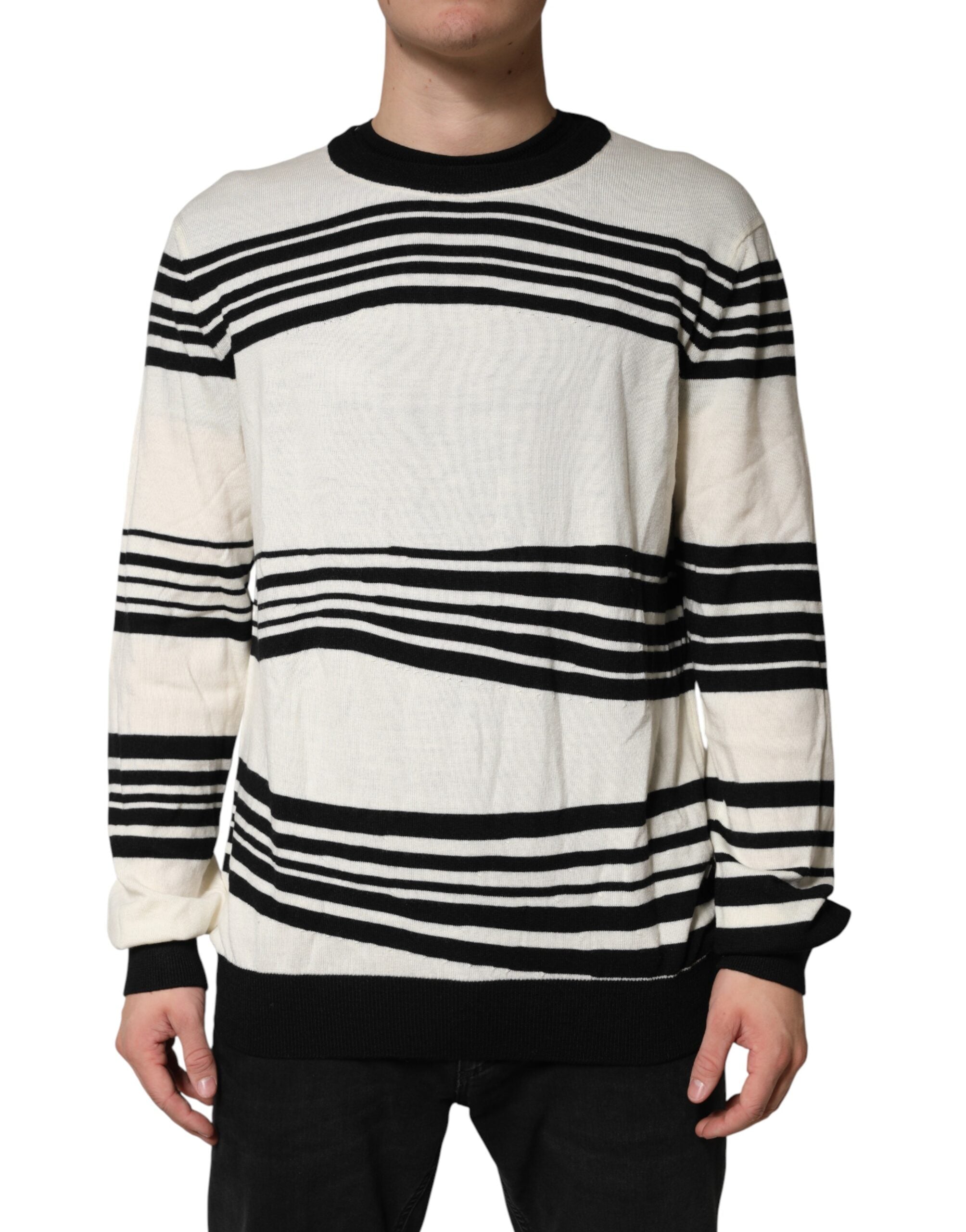 Striped Wool Crew Neck Sweater — Multicolor