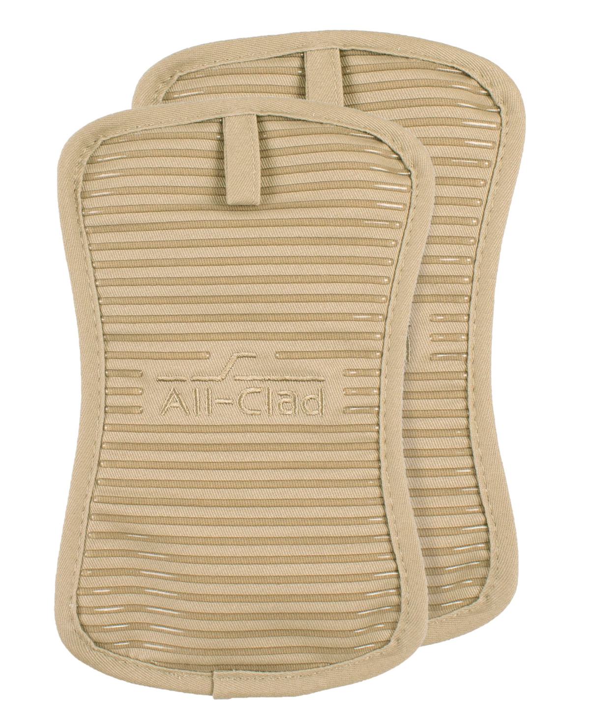 Ribbed Silicone Cotton Twill Pot Holder, Set of 2 - Cappuccino