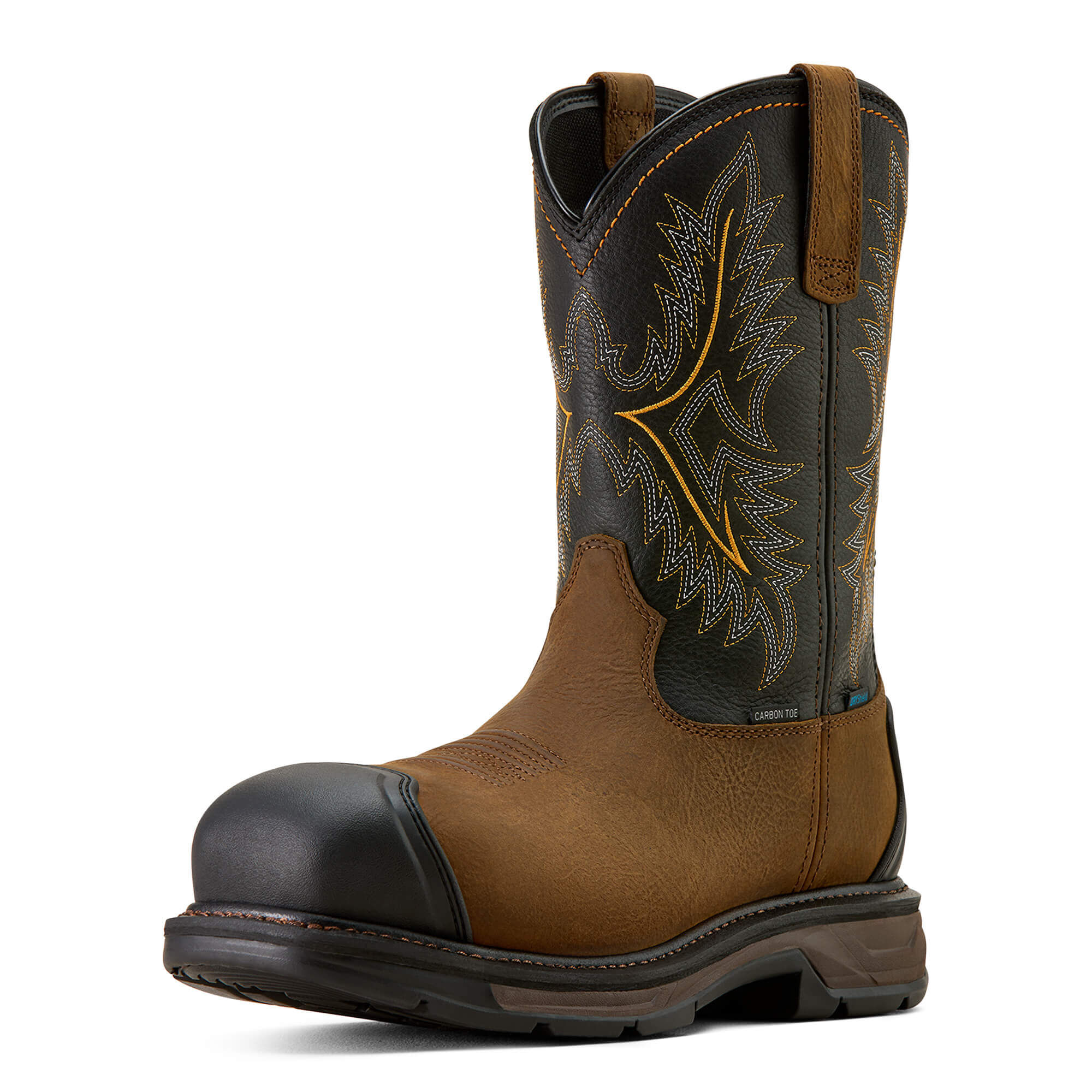 Men's WorkHog XT Waterproof Wide Square Toe Carbon Work Boots in Rye Brown Black, EE Wide Width, Size 7, by