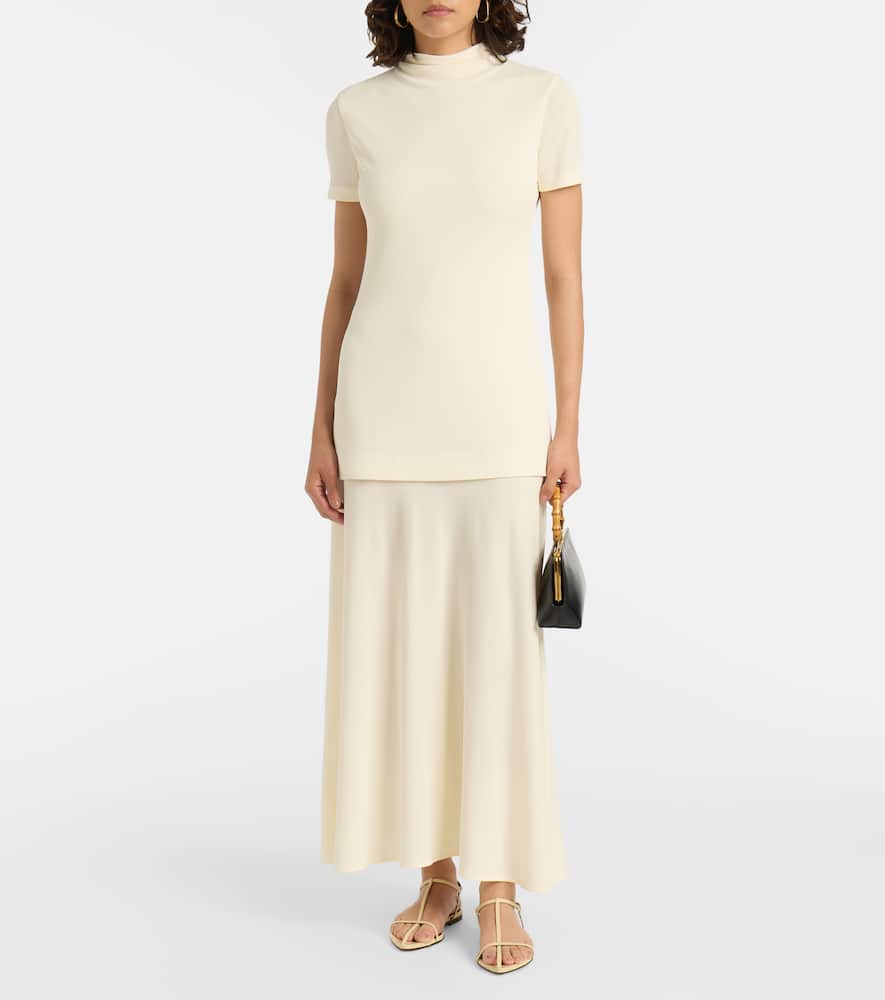 Layered crêpe maxi dress