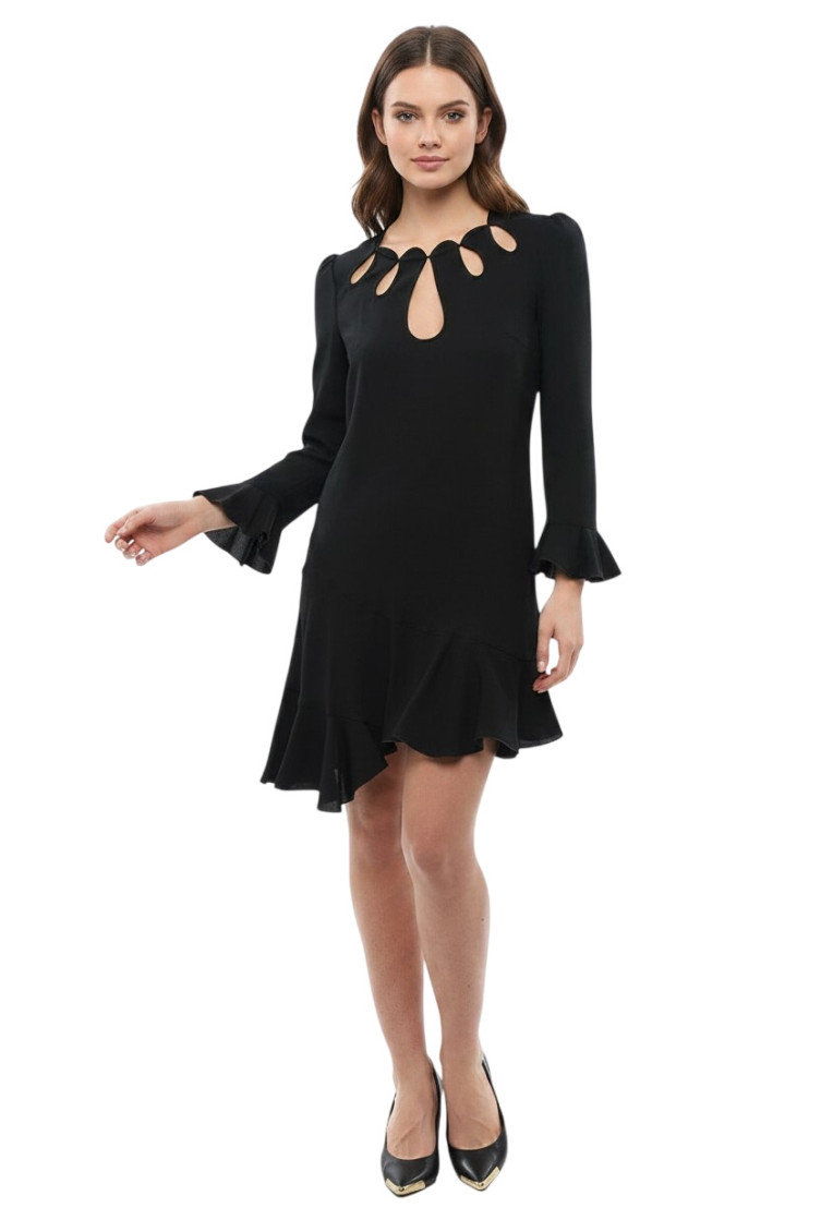 Black Round Neck Mini Dress