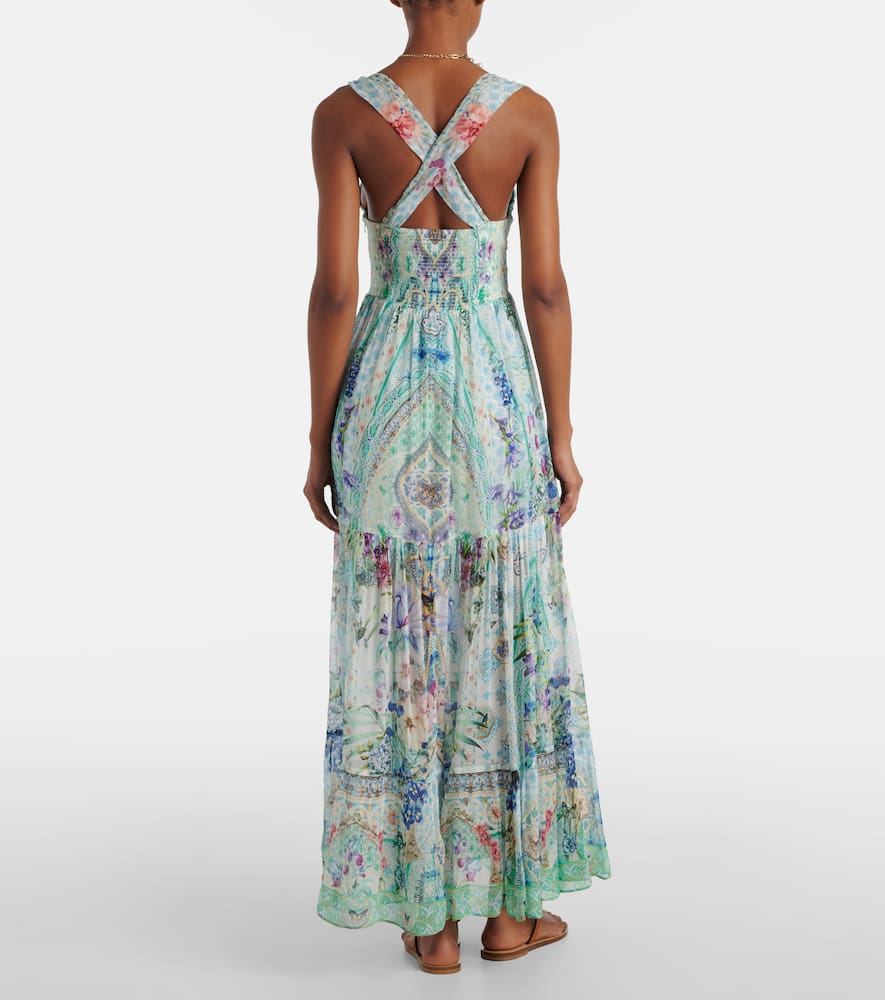 Crystal-embellished silk maxi dress