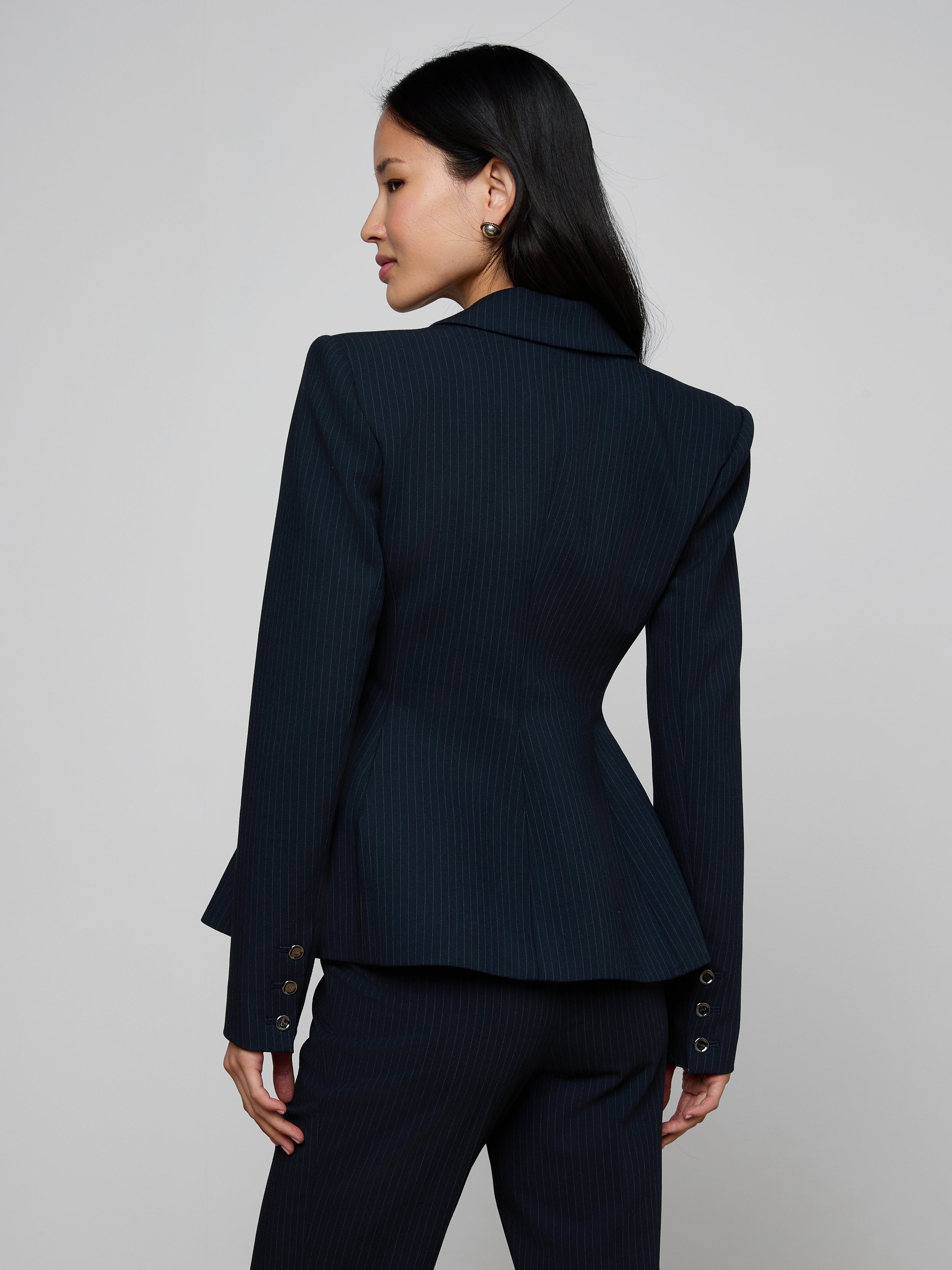 Therese Blazer In Midnight/ivory Pinstripe