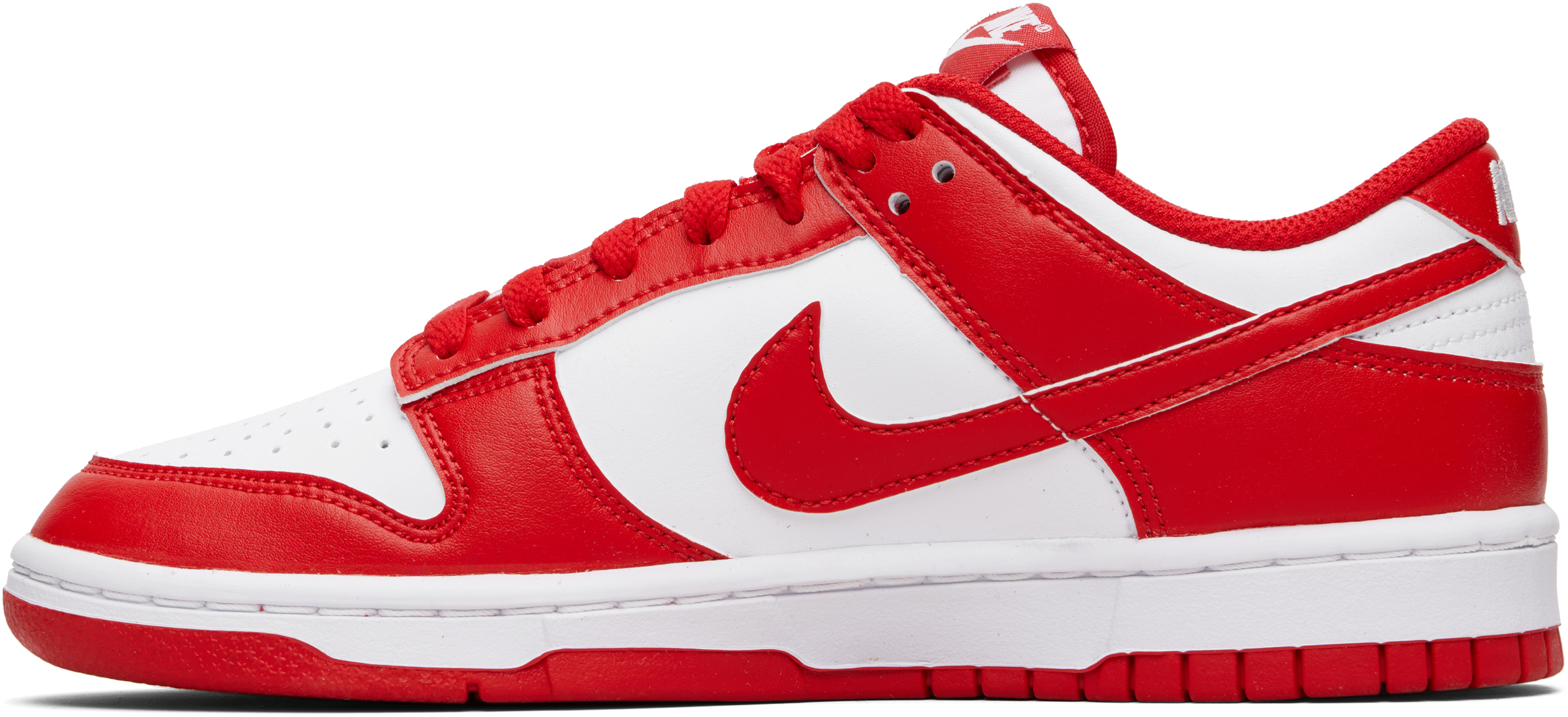 White & Red Dunk Low Retro Sneakers