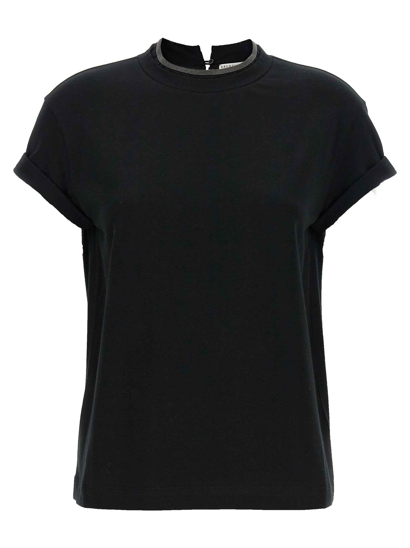 Monile-Detail Cotton T-Shirt — Black