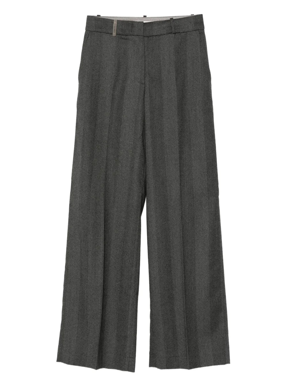 Herringbone Virgin Wool Trousers — Grey