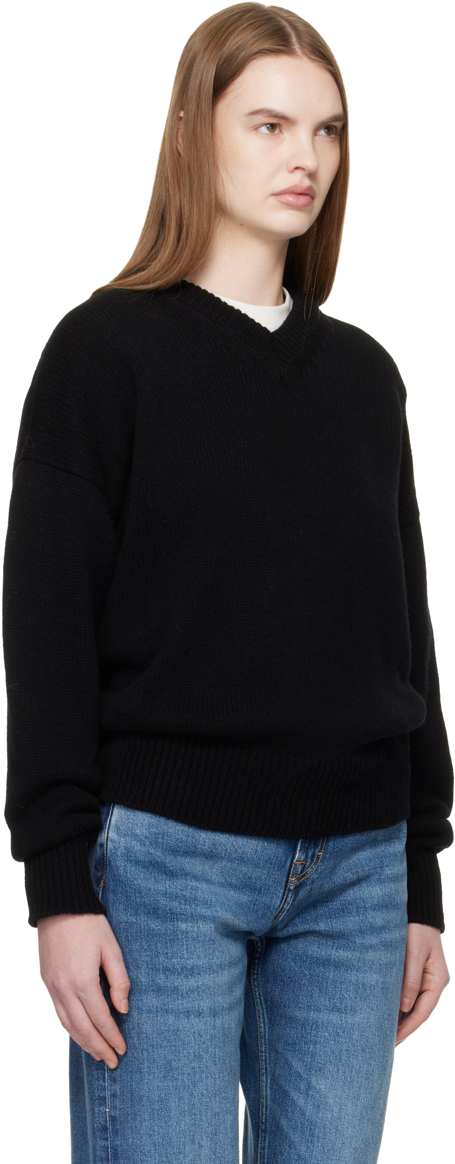 Black Balla Slouch V-Neck Sweater