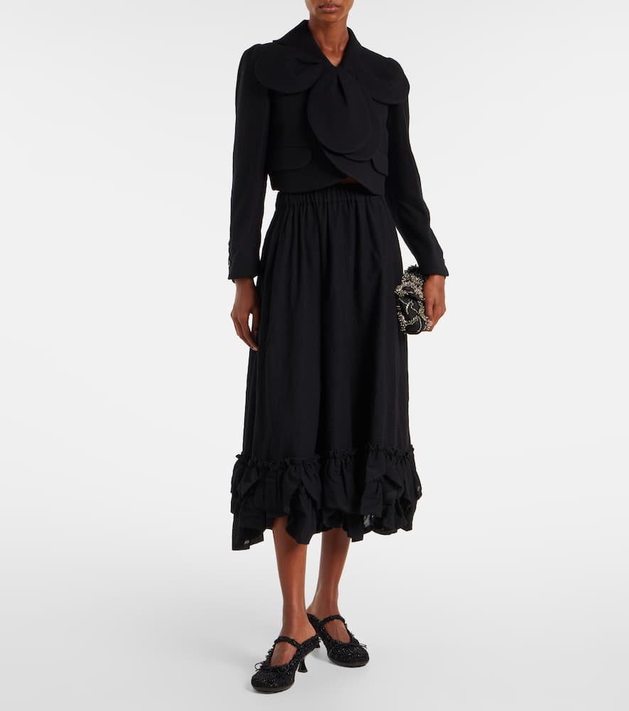 Wool-blend midi skirt