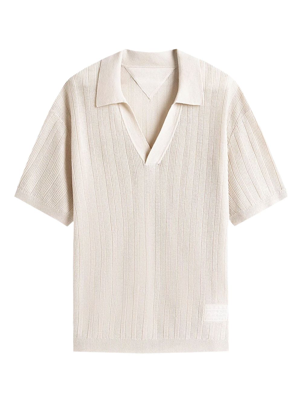 Ribbed V-neck top - Neutrals