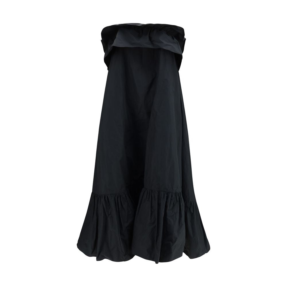 Ruched Canvas Dress — Black