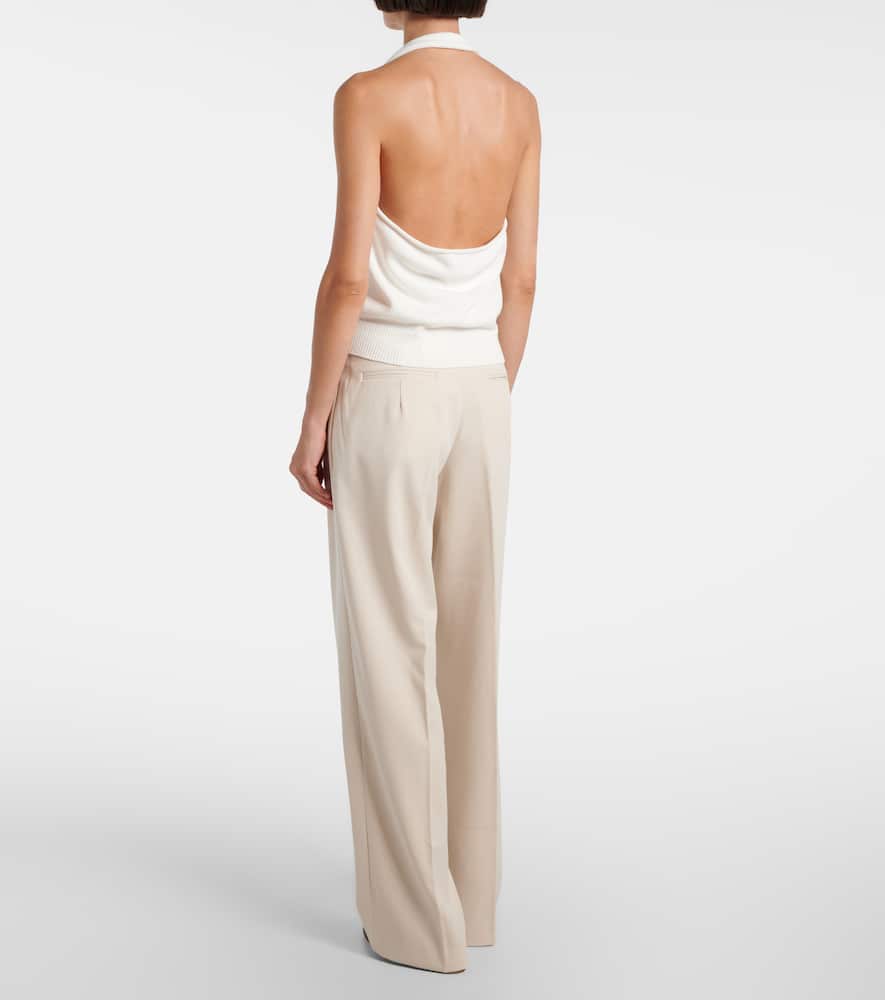 Halterneck cotton-blend top