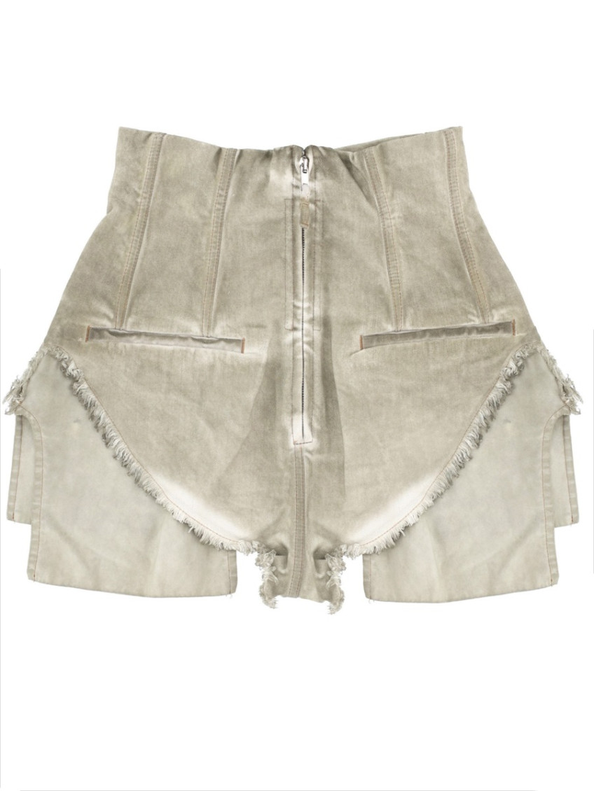 Beige Solid Shorts