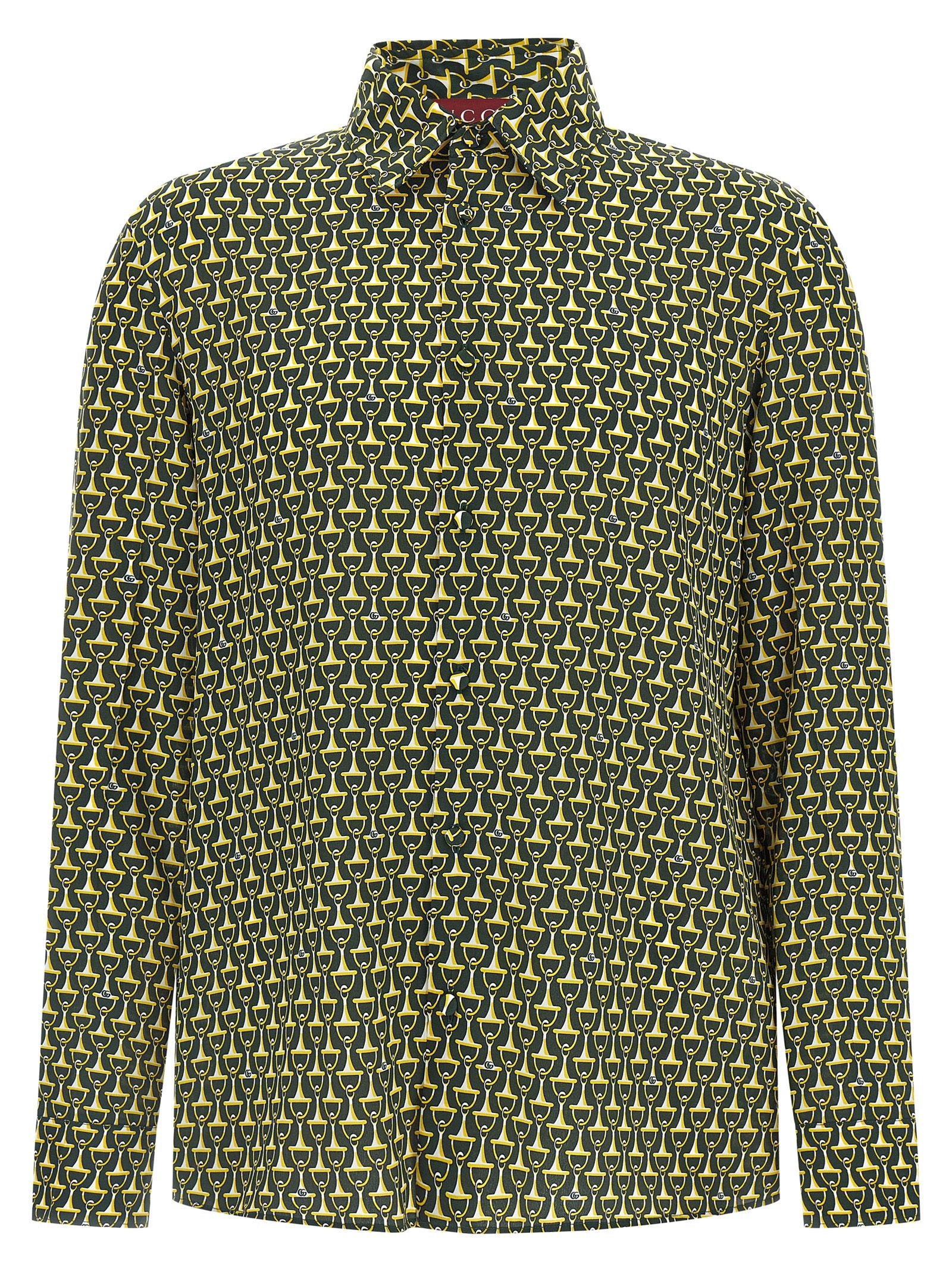 Horsebit-Print Silk Shirt — Green