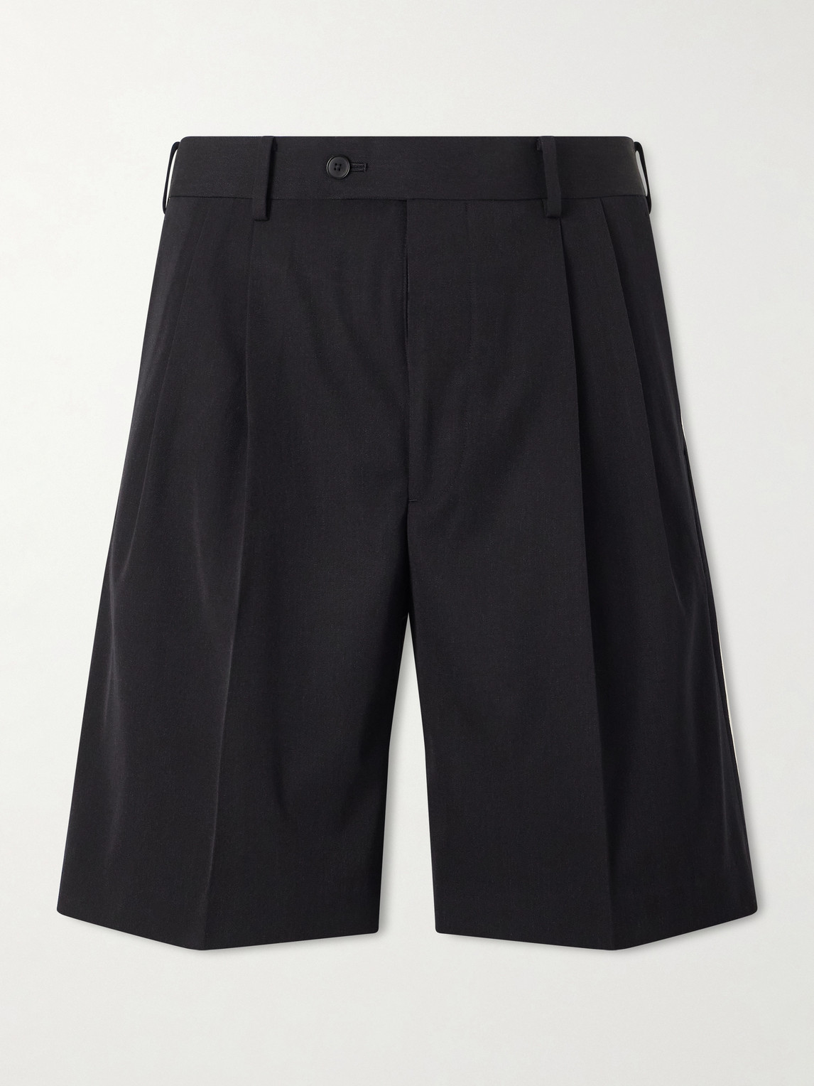 Wide-Leg Pleated Wool-Gabardine Shorts