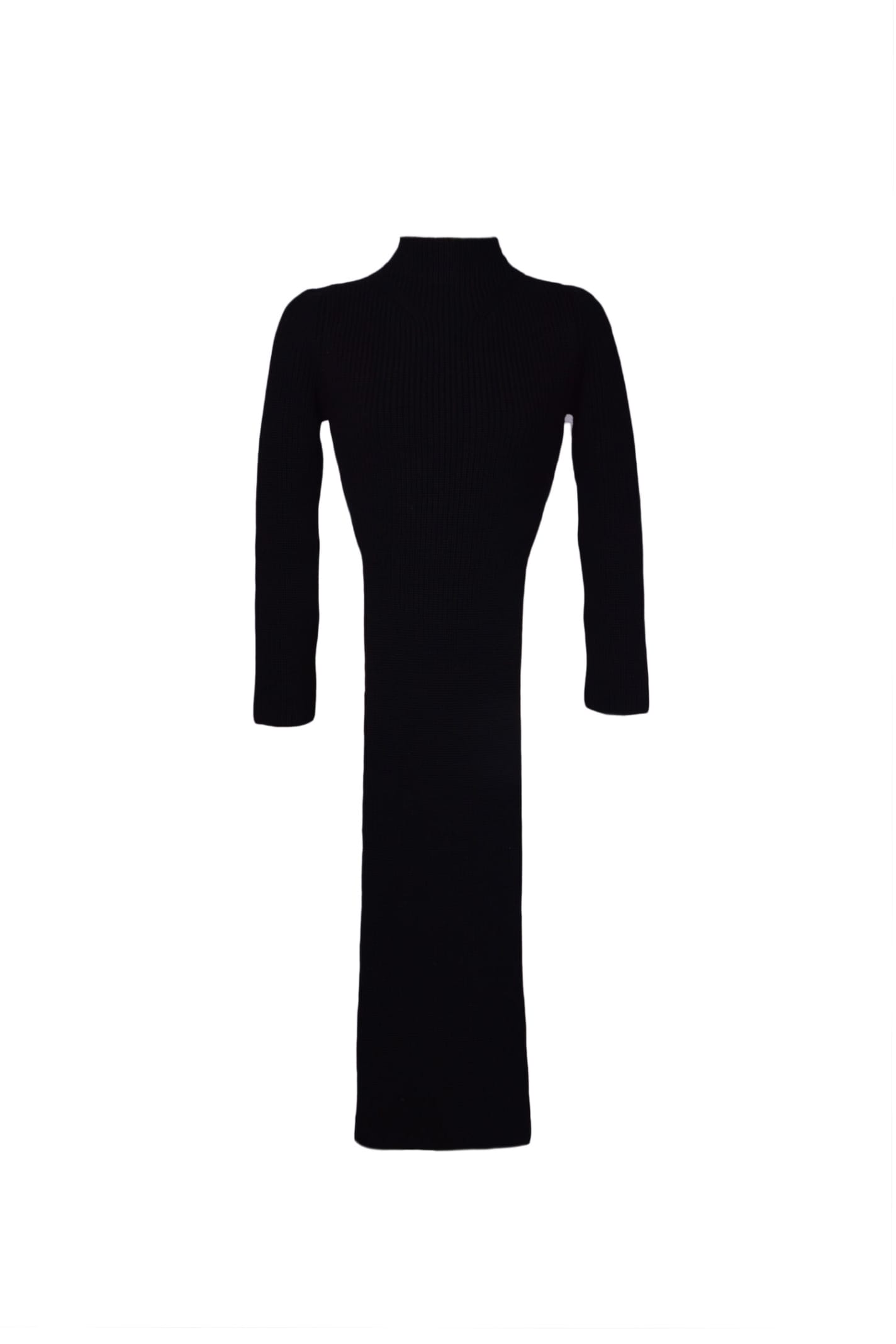 Cut-out detail wool knitted top - Black