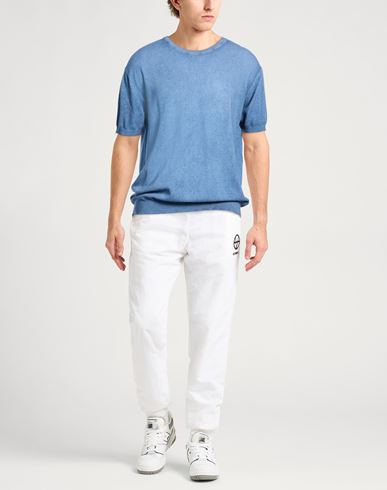 Man Sweater Light blue Size 46 Cotton