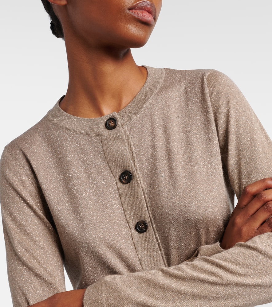 Cashmere-blend lamé cardigan