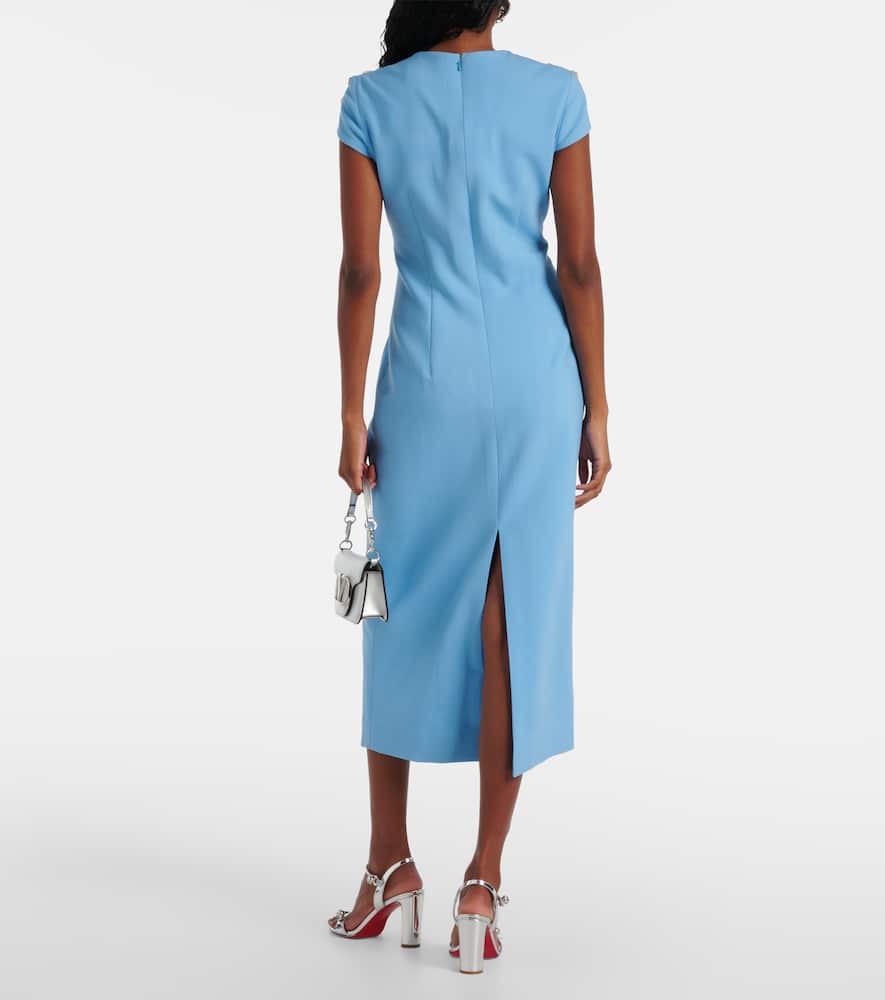 Crystal-embellished wool-blend midi dress