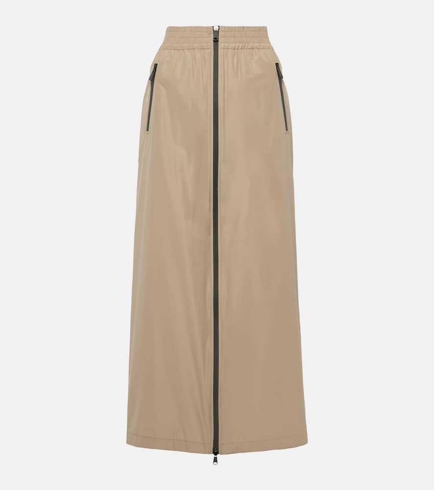 Zip-up taffeta maxi skirt