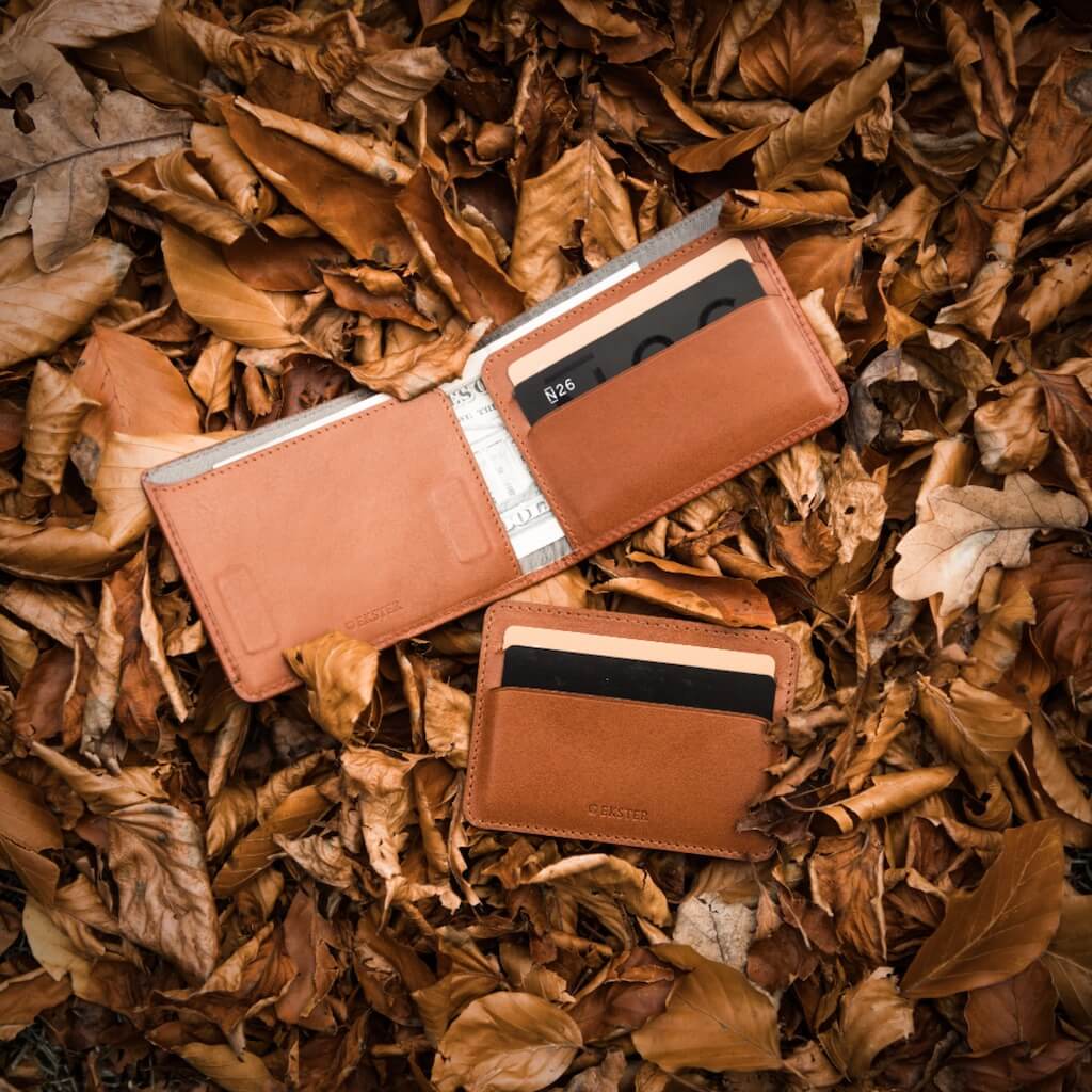 Bifold Wallet - Brown Smart Slim Bifold Wallet for Men Magnetic Cardholder Trackable Card Holder Premium Leather Wallet RFID Blocking