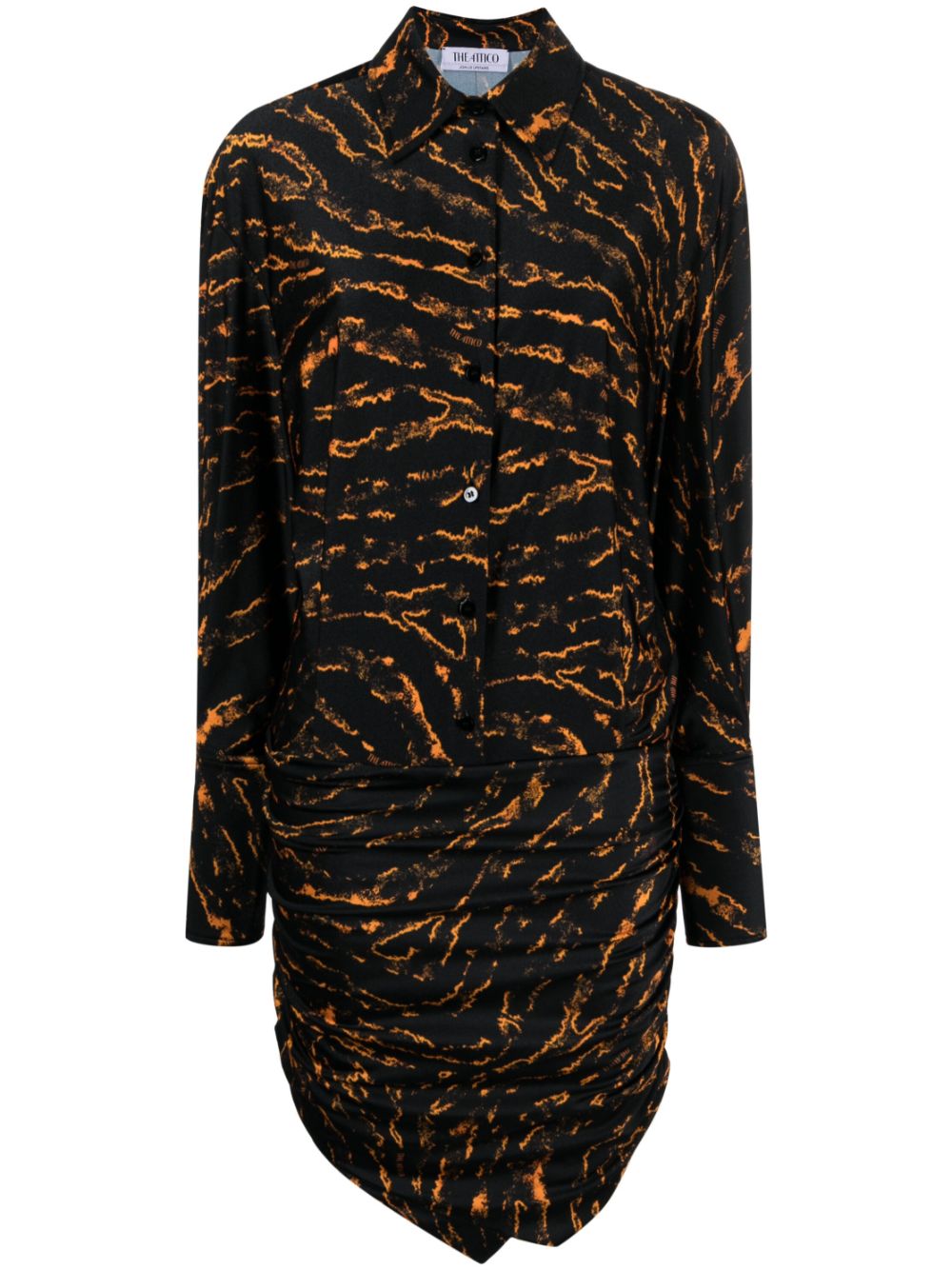 Abstract-patterned shirt dress - Black