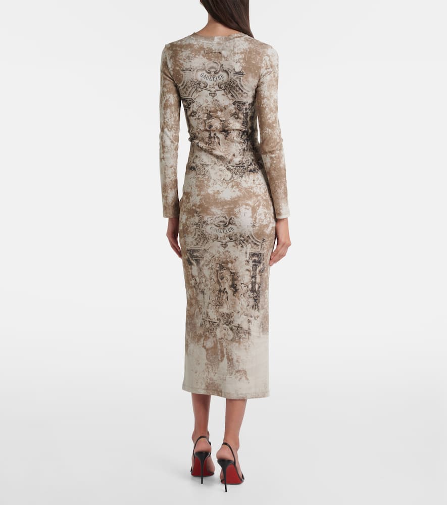 Médaillon cotton-blend jersey midi dress