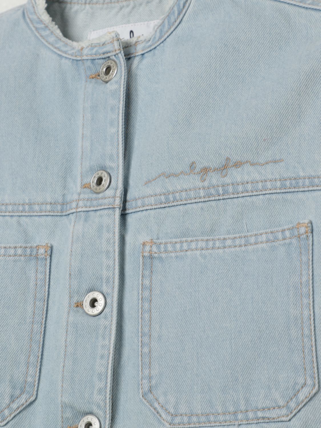 Il Gufo logo-embroidered denim jacket - Blue