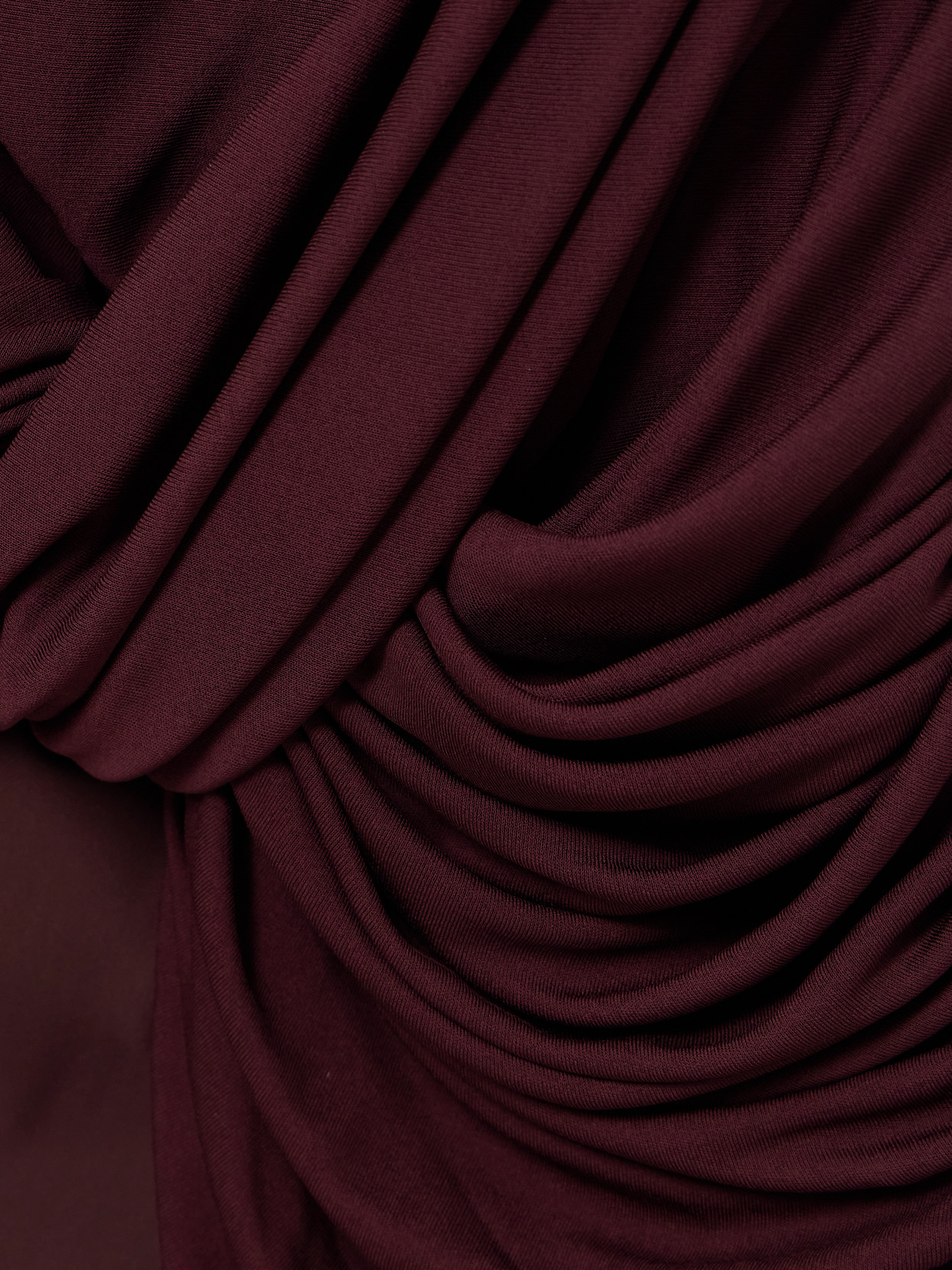 Twisted Gathered Jersey Midi Dress - Burgundy