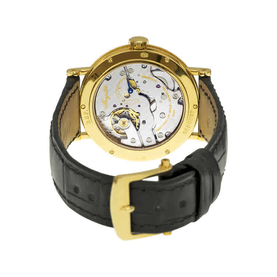 Classique Silver Dial 18kt Yellow Gold Black Leather Mens Watch 5907BA12984