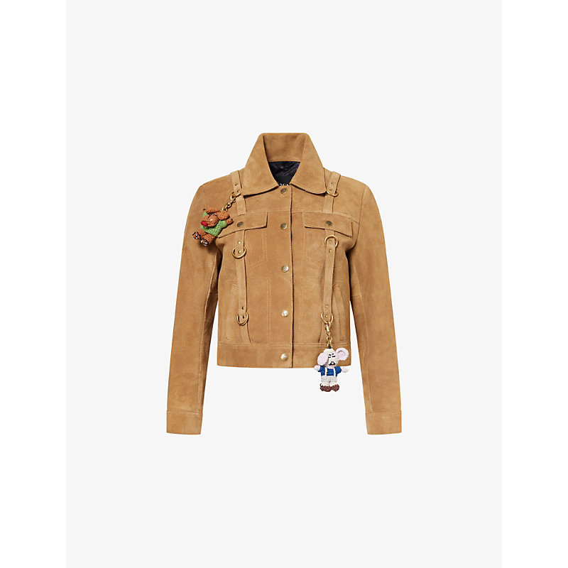 Womens x Brain Dead Strap Charm Leather-Suede Jacket