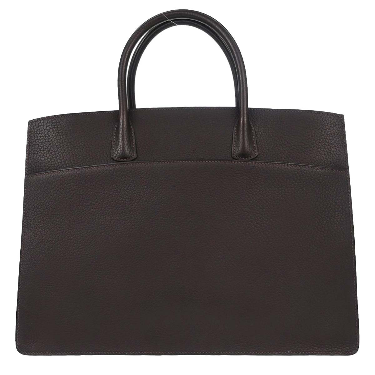 Hermes White Bus Bag Leather Brown Leather Handbag Pre-Owned