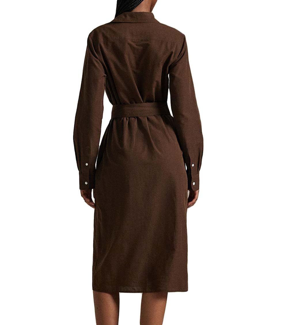 Brown Embroidery logo Shirt Dress