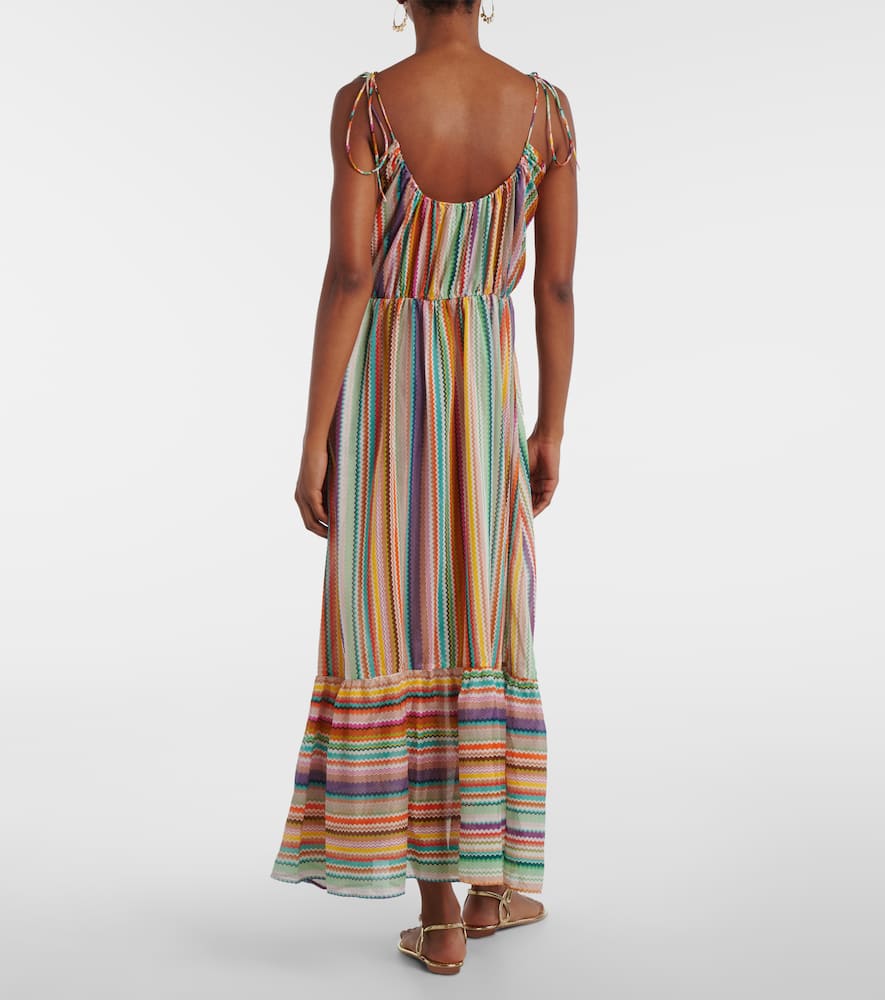 Zigzag cotton and silk maxi dress