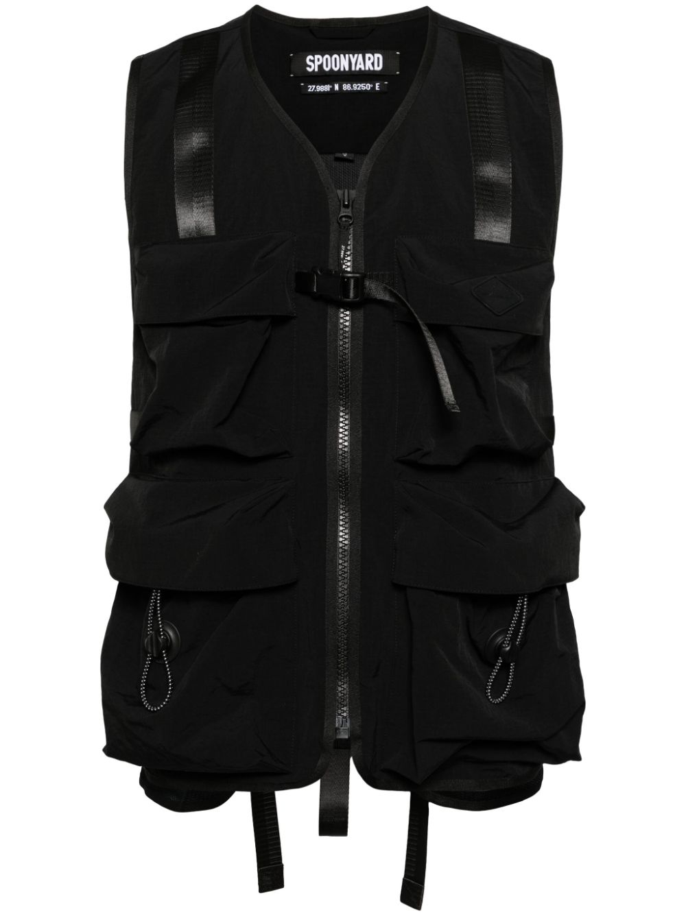 Logo-appliquéd ripstop waistcoat - Black