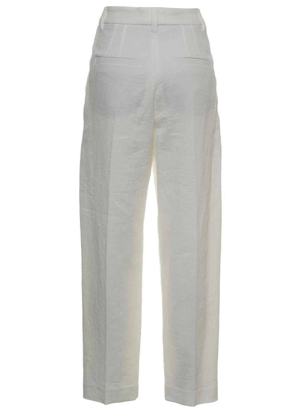 Linen-cotton tapered trousers