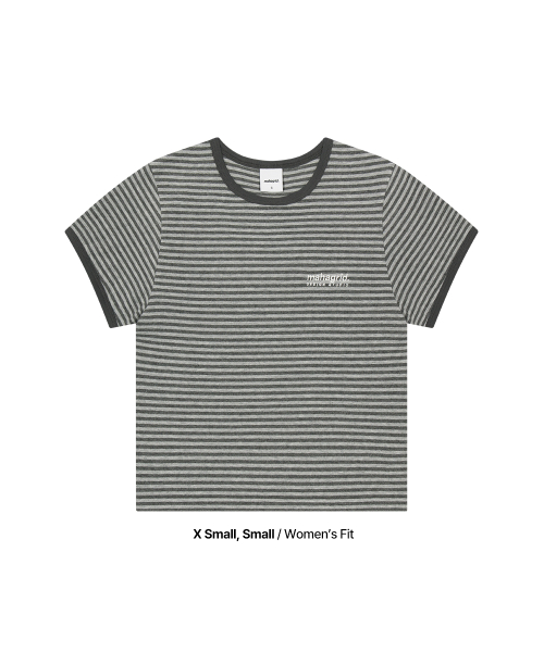 BASIC LOGO STRIPE RINGER TEE GREY