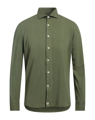 Man Shirt Military green Size M Cotton, Elastane