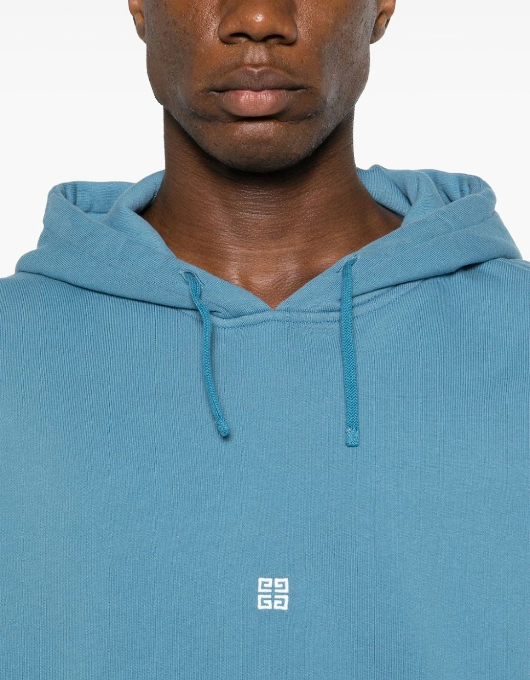 Men's Givenchy 4G Logo Embroidered Hooded Sweatshirt Blue