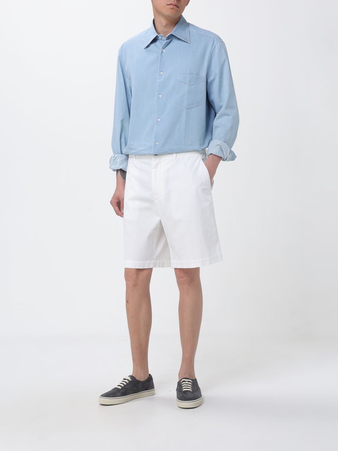Mid-rise cotton chino shorts - Neutrals